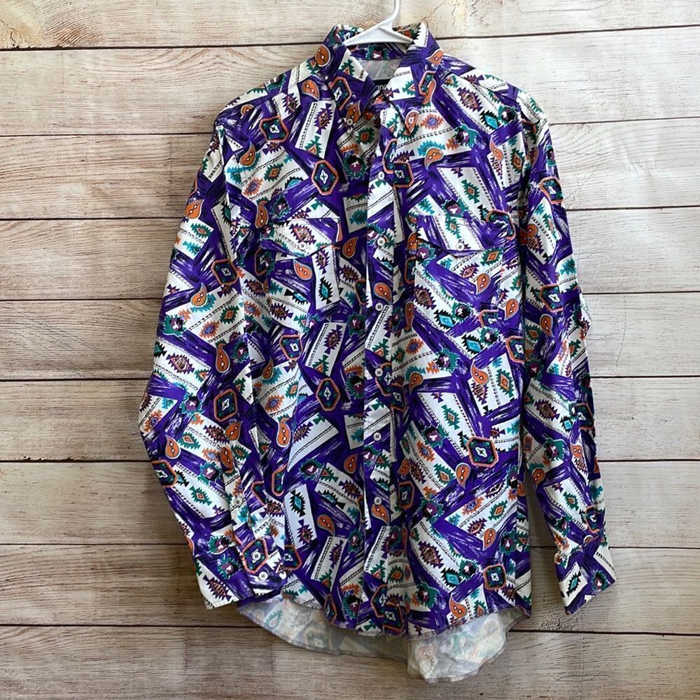 VINTAGE WRANGLER BRUSHPOPPER‎ SHIRT IN AZTEC PRINT